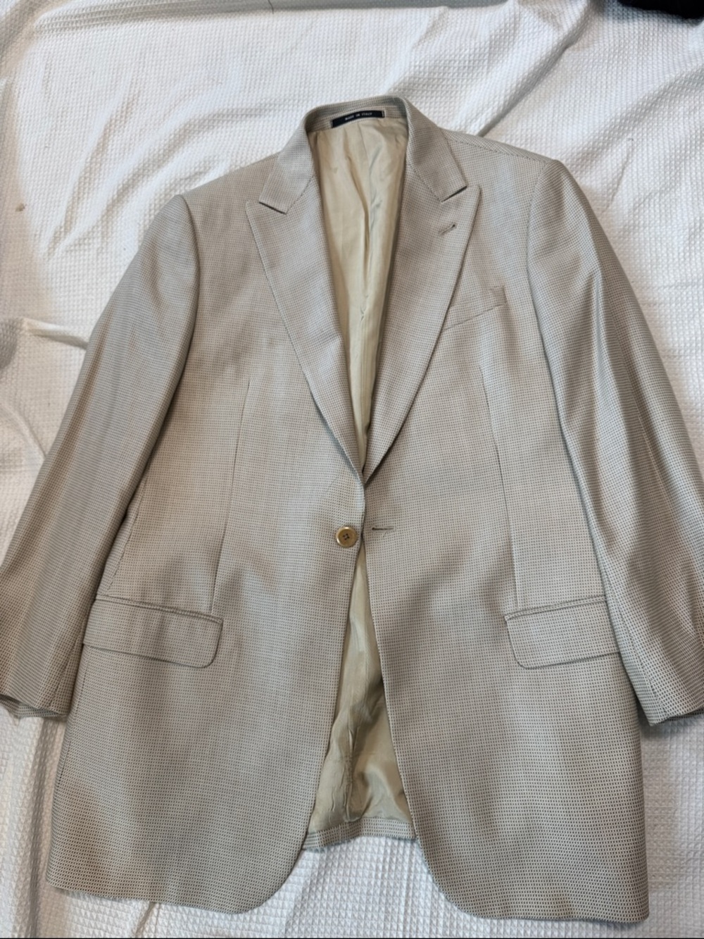 Armani collezioni Men's Light Beige Single-Breasted Blazer made in Italy 40R